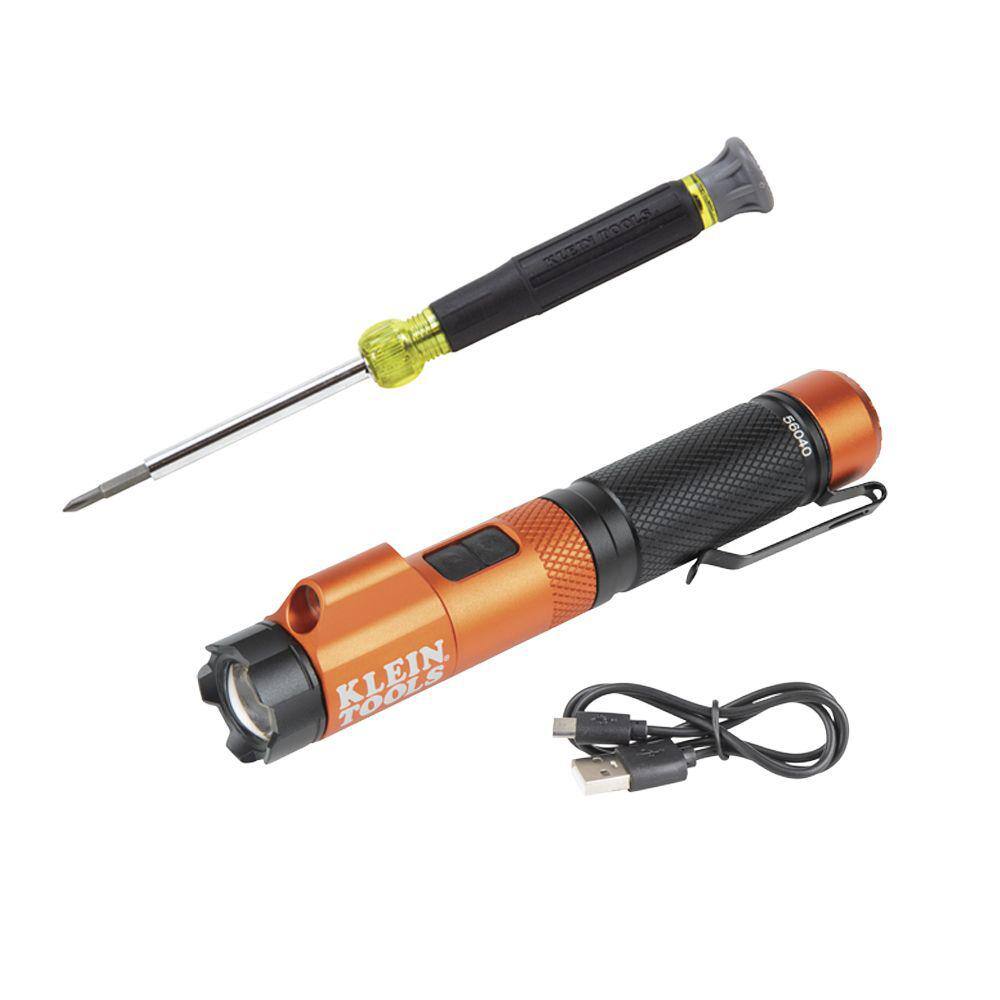 Klein Tools Multi-Bit Precision Screwdriver and Rechargeable Flashlight Tool Set M2O41193KIT