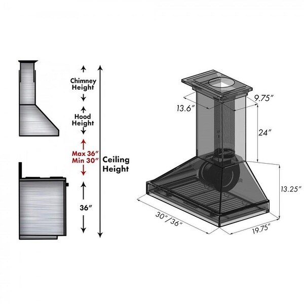 ZLINE Wooden Wall Mount Range Hood with Motor Included