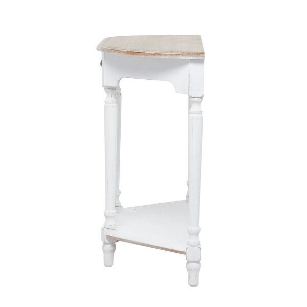 White Distressed Wood Country Farmhouse Half Moon Console Table