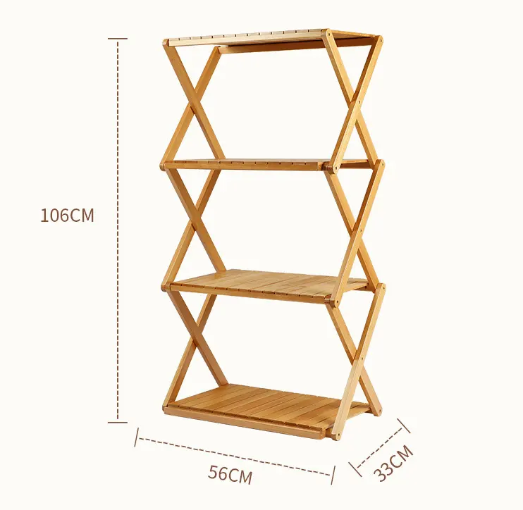 Multi functional folding shelf solid wood rack beech wood camping outdoor furniture