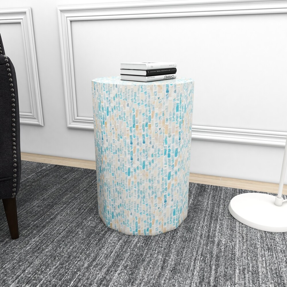 Blue Mother of Pearl Handmade Accent Table