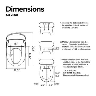 SmartBidet Electric Bidet Seat for Elongated Toilets with Unlimited Warm Water Touch Control Panel Turbo Wash in White SB-2600