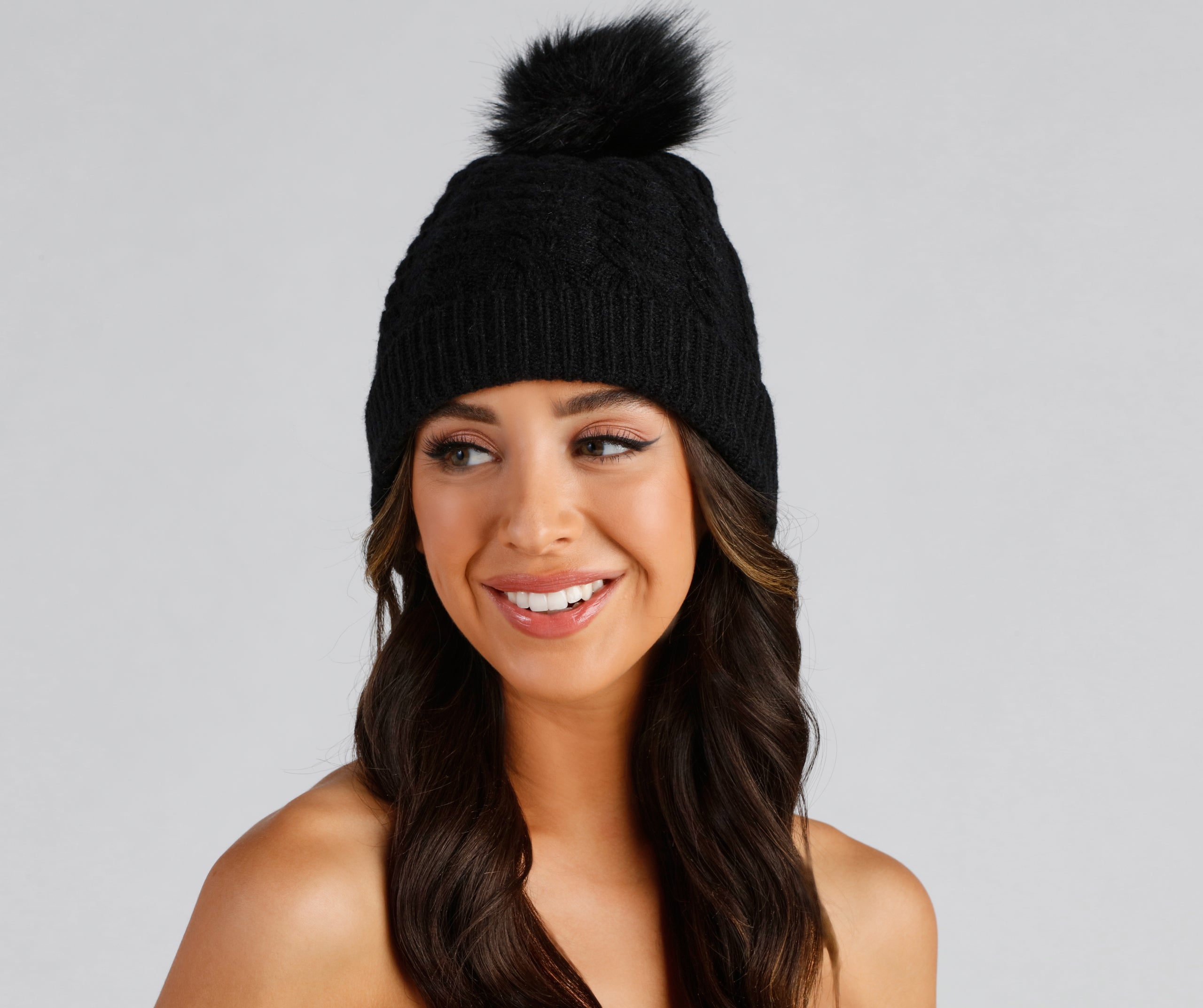 Warm & Toasty Cable Knit Pom Beanie