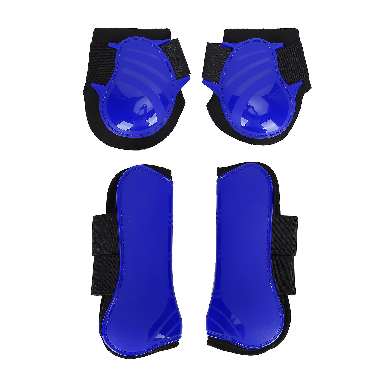 1set Horse Legguard Leg Protector Leggings Pu Thickened Shell Elastic Cushioning Inner Padblue Xl