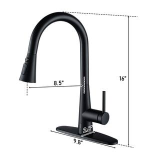 Boyel Living 3-Spray Patterns Single Handle Touchless 1.8 GPM Pull Down Sprayer Kitchen Faucet with Deckplate Included in Matte Black BL-APS243TL-MB