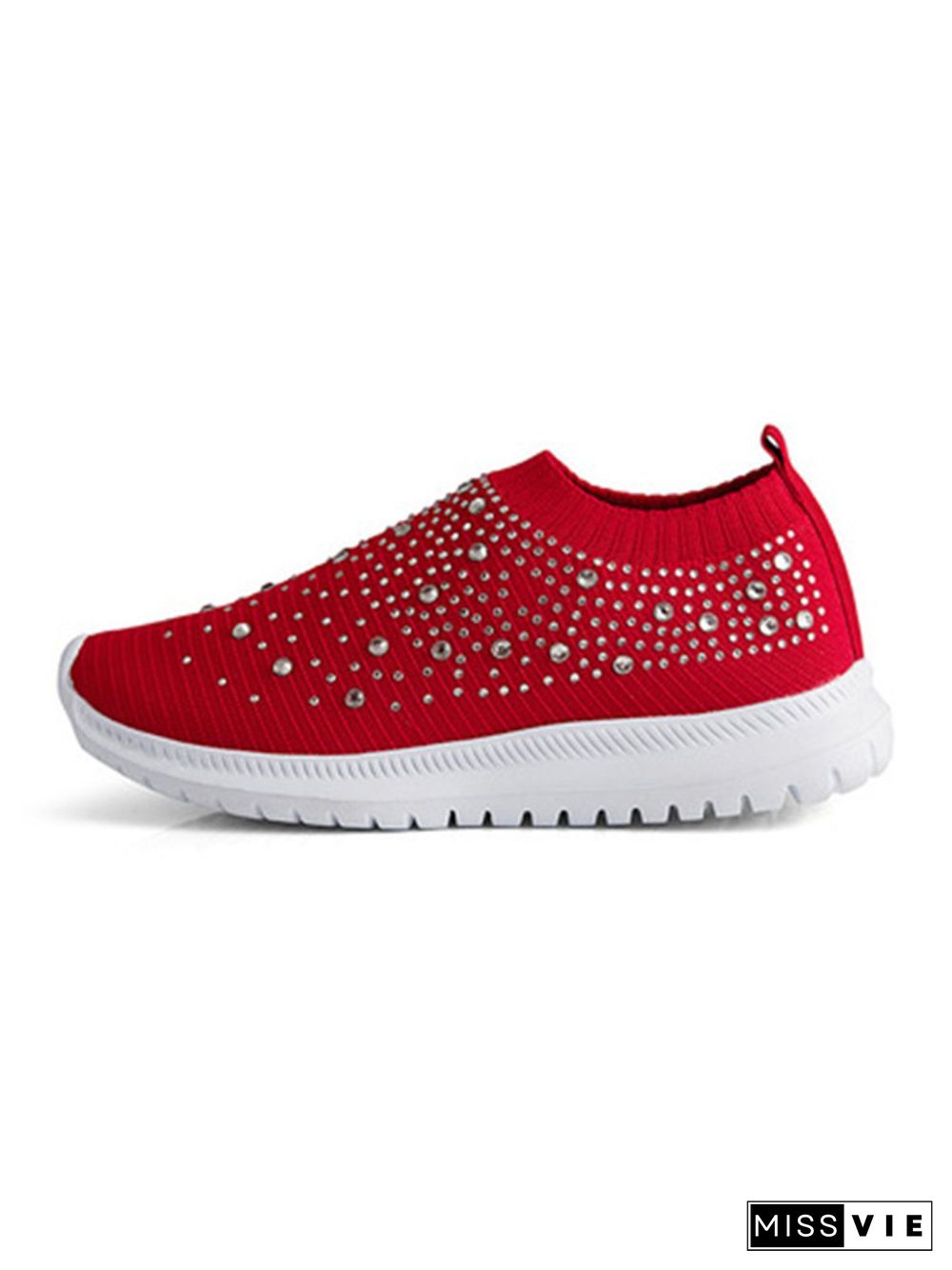 Rhinestone Design Portable Overfoot Lightweight Flyknit Sneakers