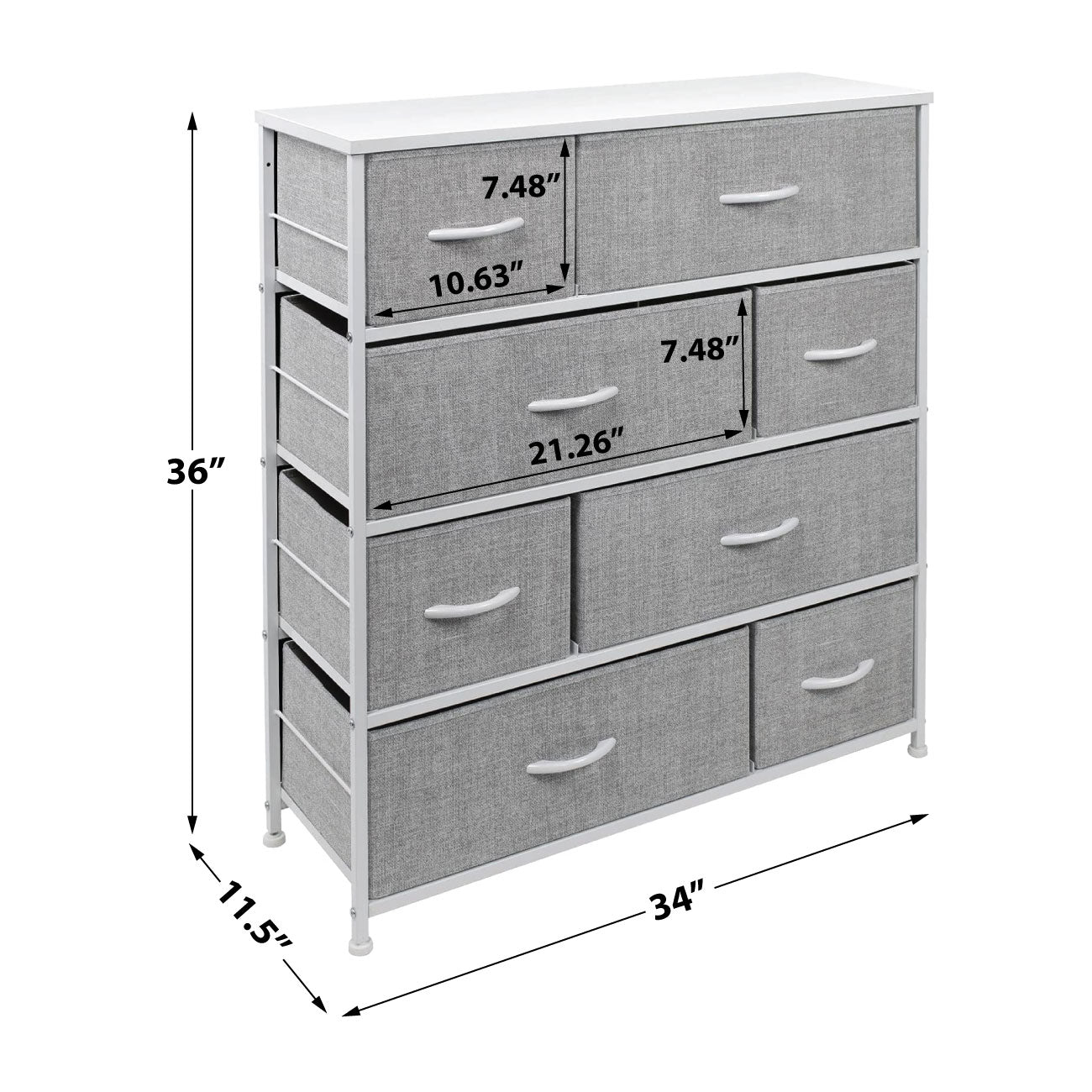 Sorbus Dresser with 8 Drawers- White