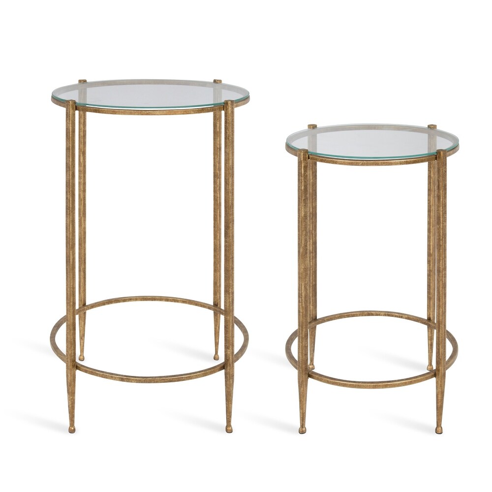 Kate and Laurel Solange Metal and Glass Nesting Tables 2 Piece Set