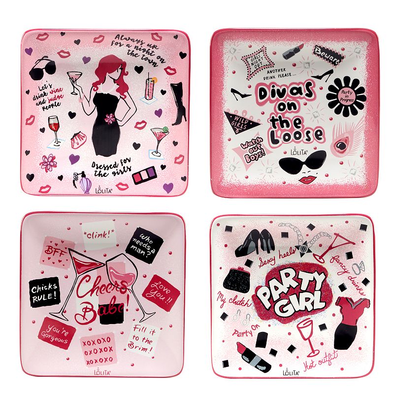 Certified International Lolita Divas on the Loose 4-pc. Canape Plate Set