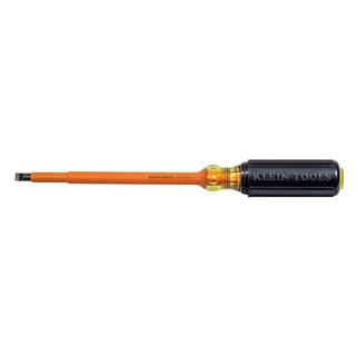 Klein Tools 516 in. Insulated Cabinet-Tip Flat Head Screwdriver with 7 in. Round Shank- Cushion Grip Handle 602-7-INS