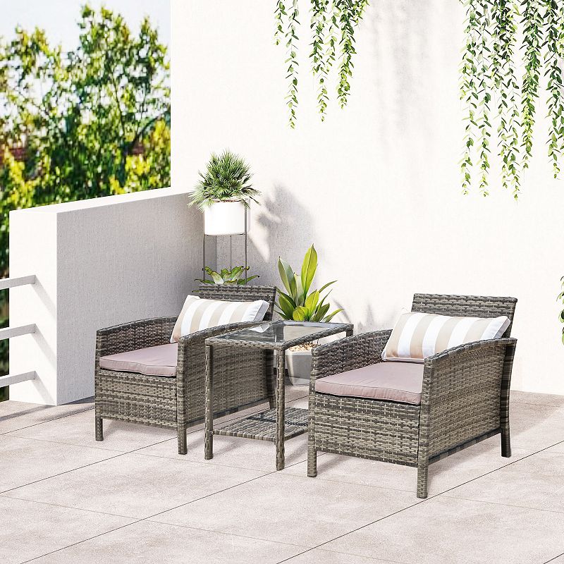 Outsunny 3 Piece Patio Furniture Set With Cushions