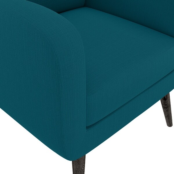 Keflavik Mid-century Peacock Blue Linen Arm Chair