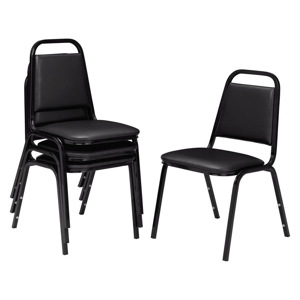 National Public Seating 9100 Series Panther Black Vinyl Upholstered Banquet Chair (4-Pack) 9110-B4