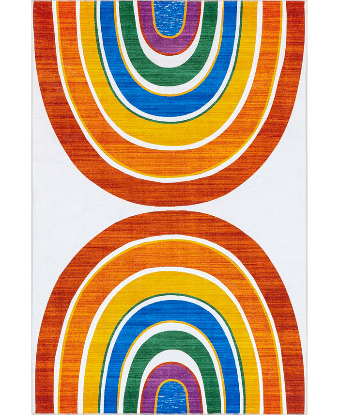 nuLoom Revel Classic Double Rainbow Washable Kids 4 x 6 Area Rug