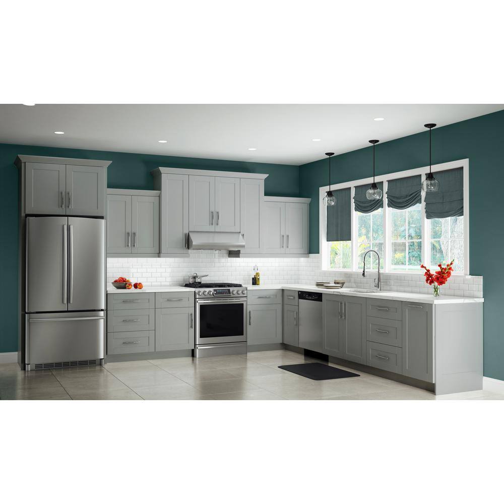 Contractor Express Cabinets Veiled Gray Shaker Stocked Assembled Plywood Wall Corner Kitchen Cabinet with Soft Close (24 in. x 42 in. x 12 in.) WA2442L-AVG