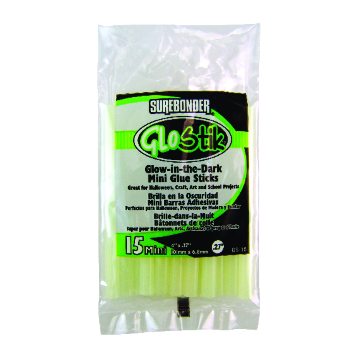 Surebonder GloStik .27 in. D X 4 in. L Glow-in-the-Dark Glue Sticks Green 15 pk