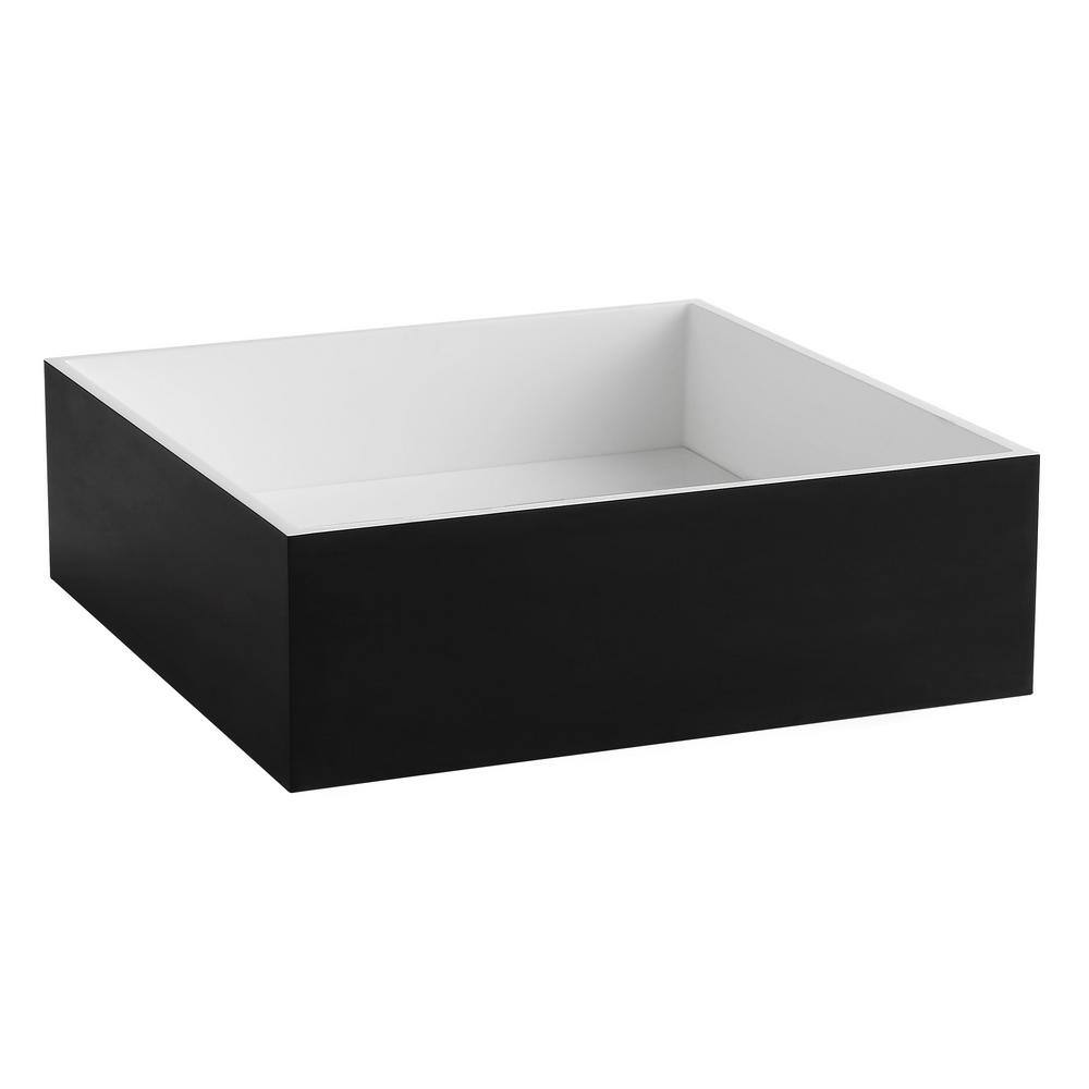 ALFI BRAND Resin Square Vessel Sink in Black and White ABRS14SBM