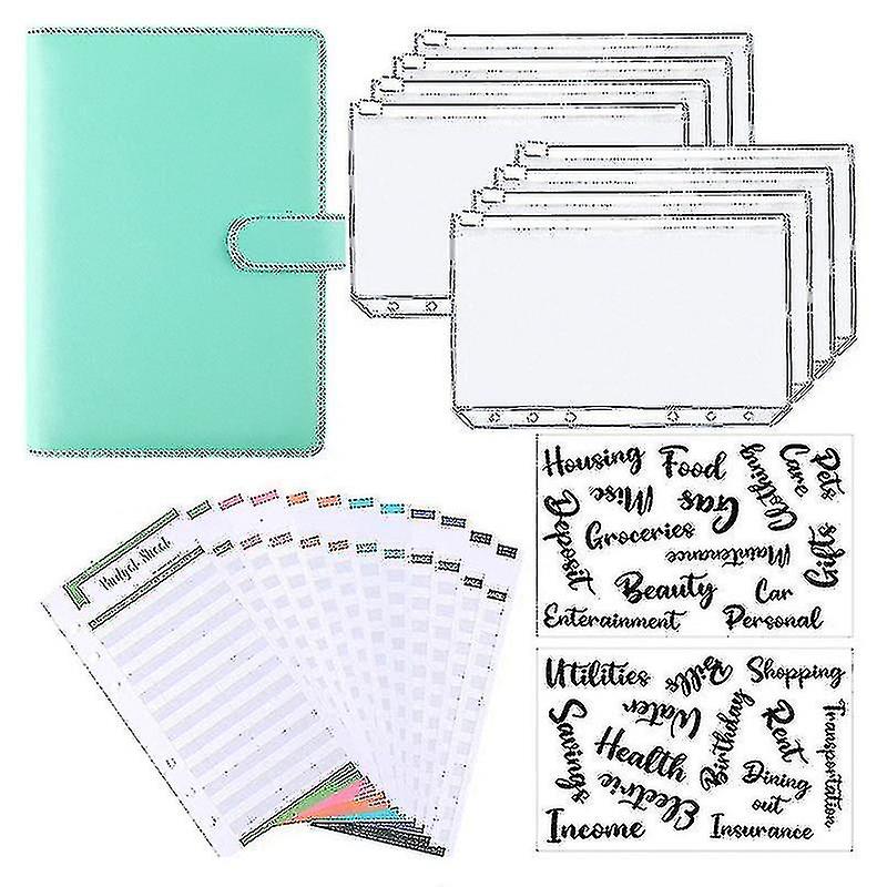 A6 Binder Budget Planner Notebook Covers Folder Size 6 Hole Pockets Plastic Zipper Money Saving Envelope