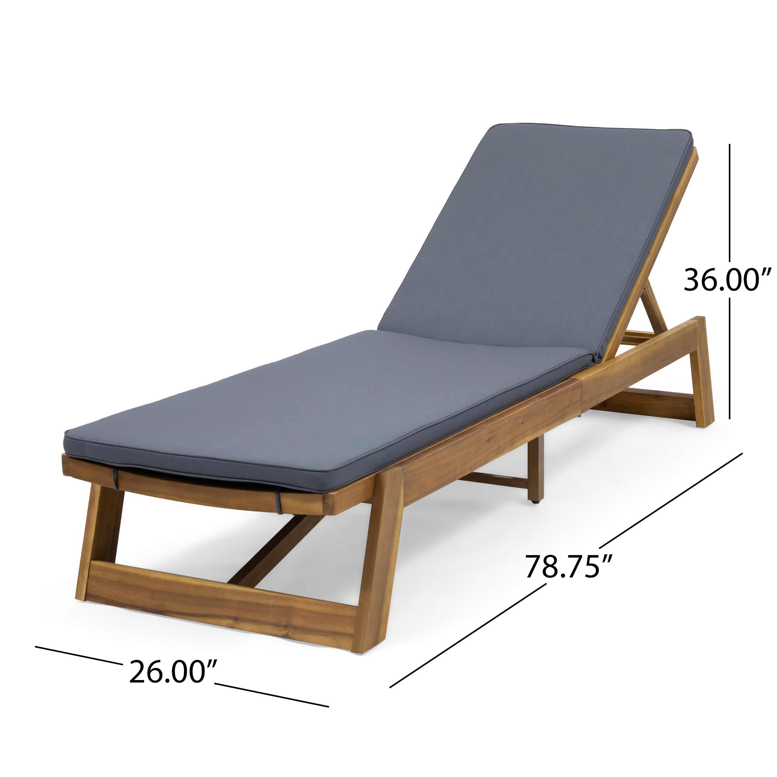 Adelaide Outdoor Acacia Wood Chaise Lounge and Cushion Set