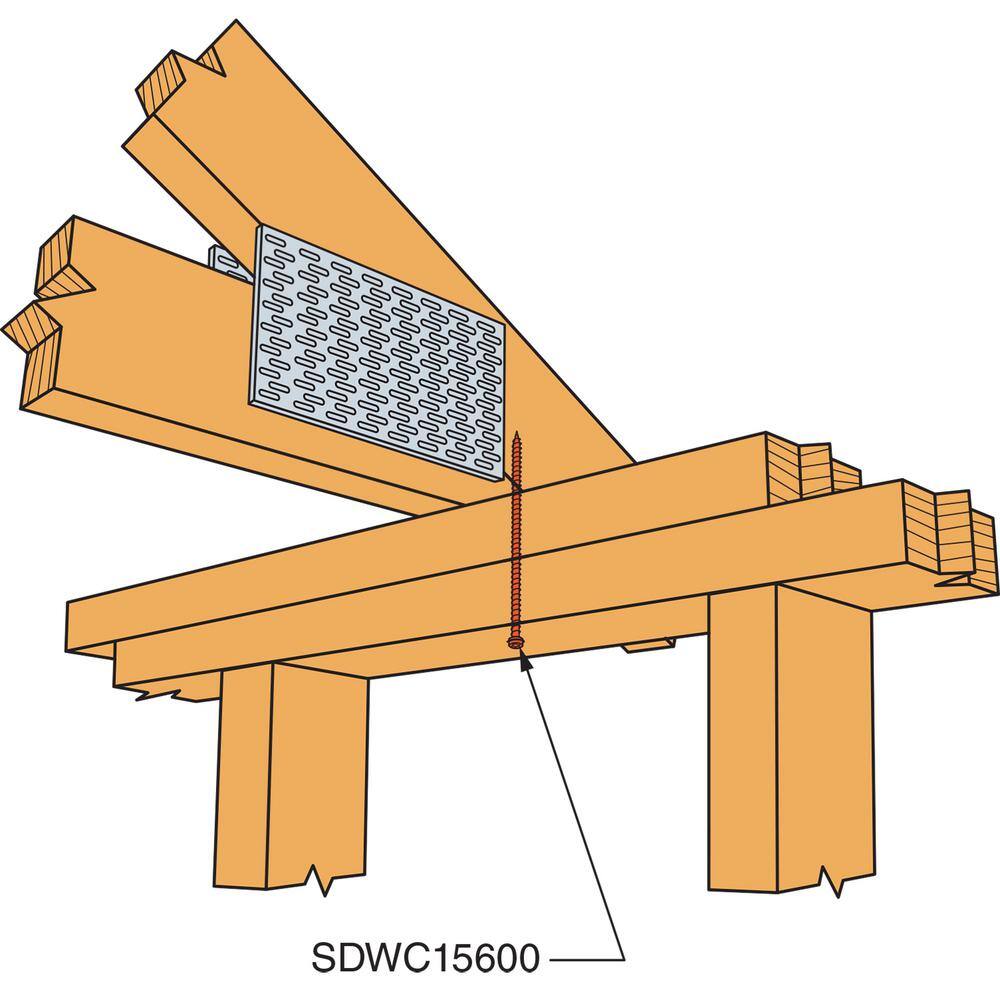 Simpson Strong-Tie 0.152 in. x 6 in. T30 6-Lobe Cap Head Strong-Drive SDWC Truss Screw Orange (50-Pack) SDWC15600-KT