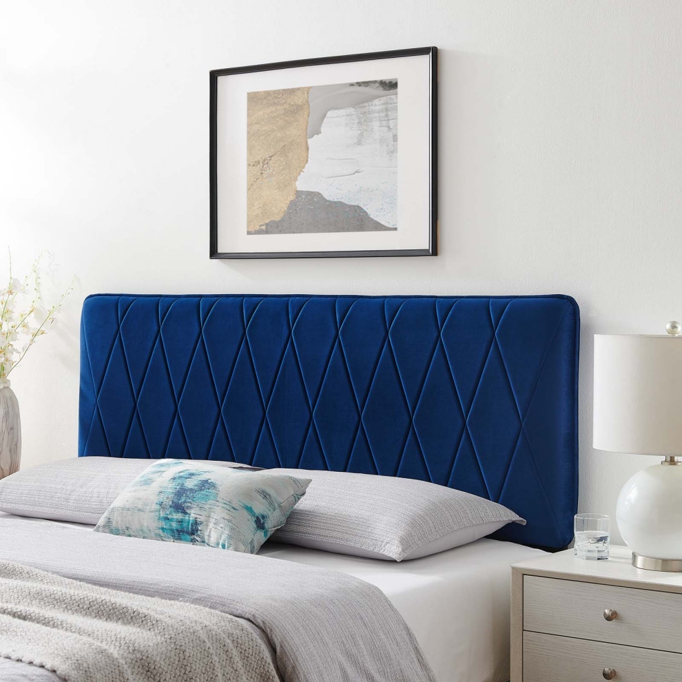 Leila Performance Velvet King/California King Headboard   Contemporary   Headboards   by ShopFreely  Houzz