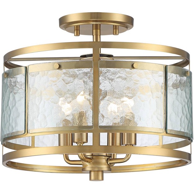 Wide Gold 4 light Water Glass Drum Shade For Bedroom Kitchen House