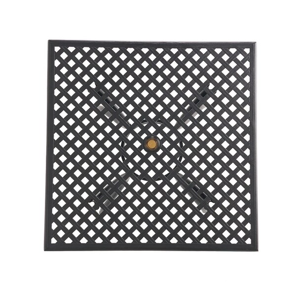 Cay Outdoor Dining Table，40 Inch Square Top，Black Lattice Metal Design