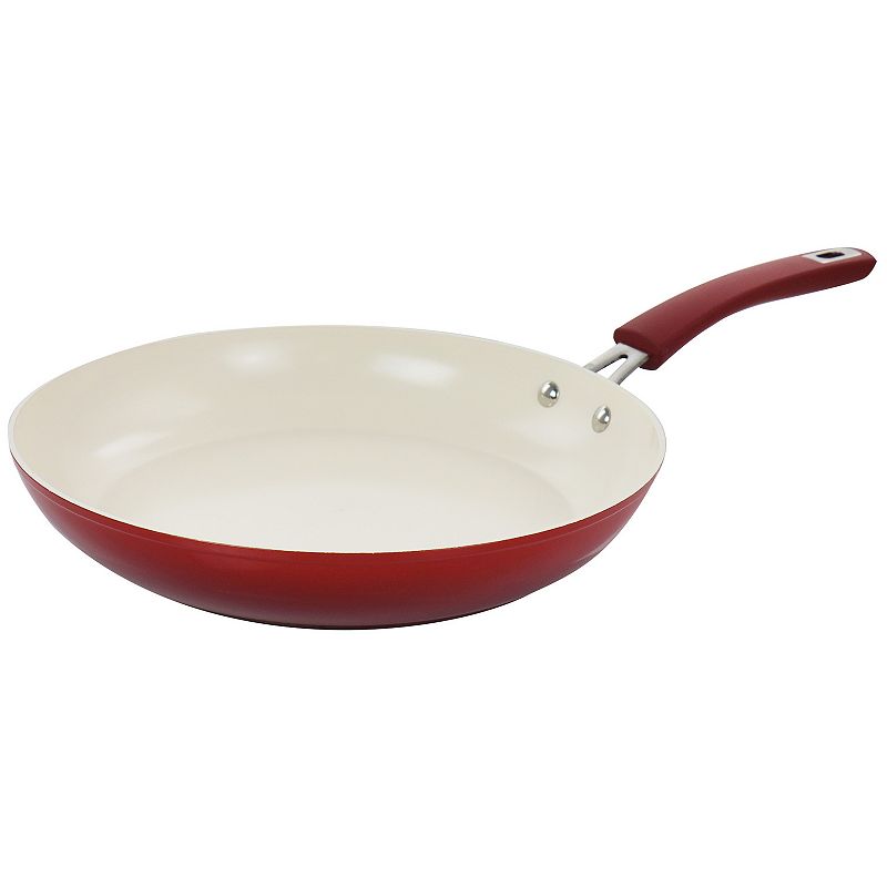 Oster Cocina Corbett 12 Inch Nonstick Aluminum Frying Pan in Red