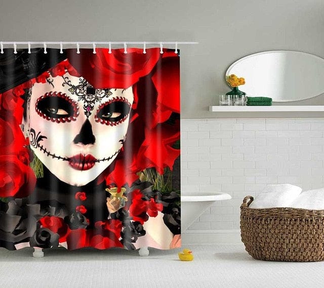 Skull Design Custom Waterproof Bathroom Curtain