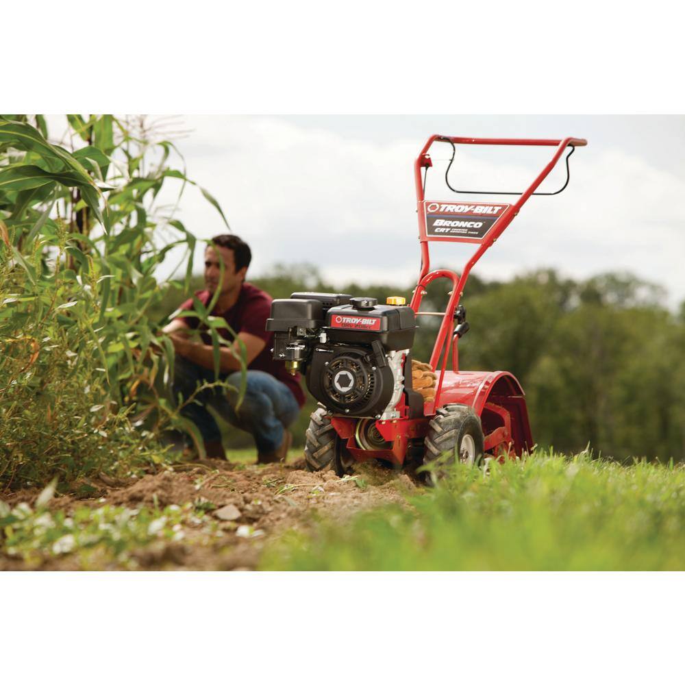 Troy-Bilt Bronco 14 in. 208 cc OHV Engine Rear Tine Counter Rotating Gas Garden Tiller Bronco CRT