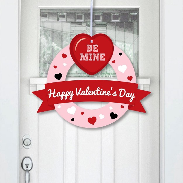 Big Dot Of Happiness Conversation Hearts Outdoor Valentine x27 s Day Party Decor Front Door Wreath