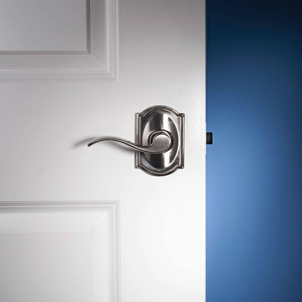 Schlage Accent Satin Nickel Passage HallCloset Door Handle with Camelot Trim F10 ACC 619 CAM