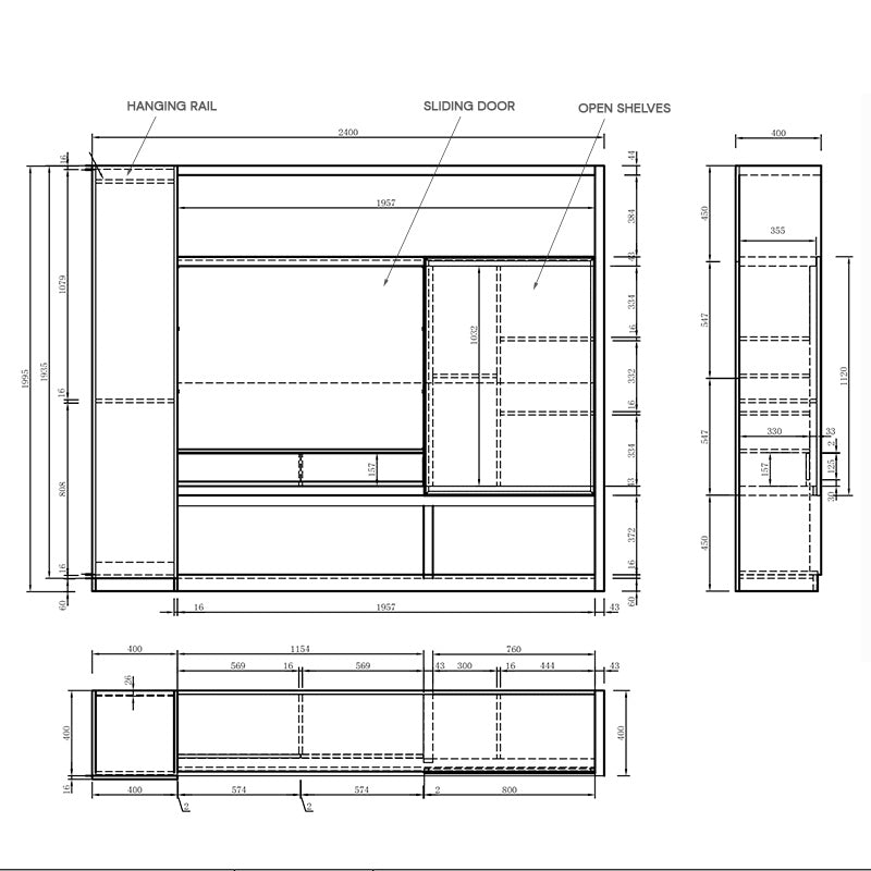 Carter Display Cabinet 2.4M - Coffee & Grey