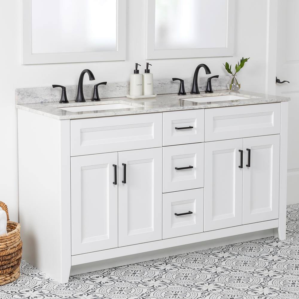 Home Decorators Collection Ridge 60 in. W x 21.6 in. D x 34 in. H Bath Vanity Cabinet without Top in White RG60-WH