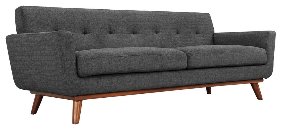 Engage Loveseat and Sofa Upholstered Fabric 2 Piece Set   Midcentury   Living Room Furniture Sets   by House Bound  Houzz