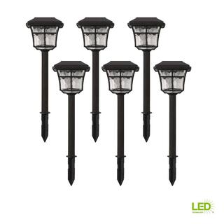 Hampton Bay Grant Solar 10 Lumens Dark Bronze Outdoor Integrated LED 3000K Warm White Landscape Path Light (6-Pack) 84101