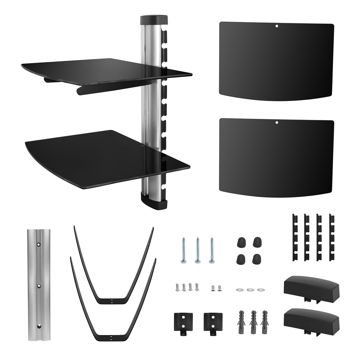 2 Tier Floating Wall Mounted Shelf for DVD Players/Cable Boxes/ TV Accessories