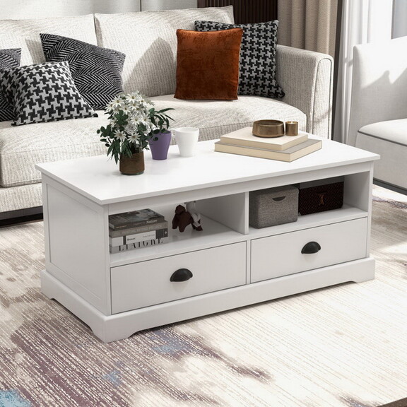 Costway 58973461 Modern Coffee Table with Drawers ...