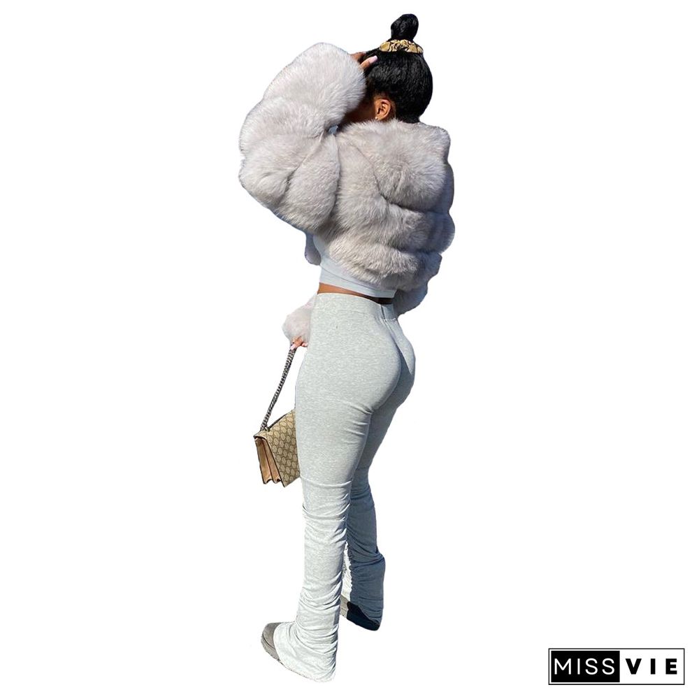 Long Sleeve Crop Top Stacked Flared Pant Sweatsuit