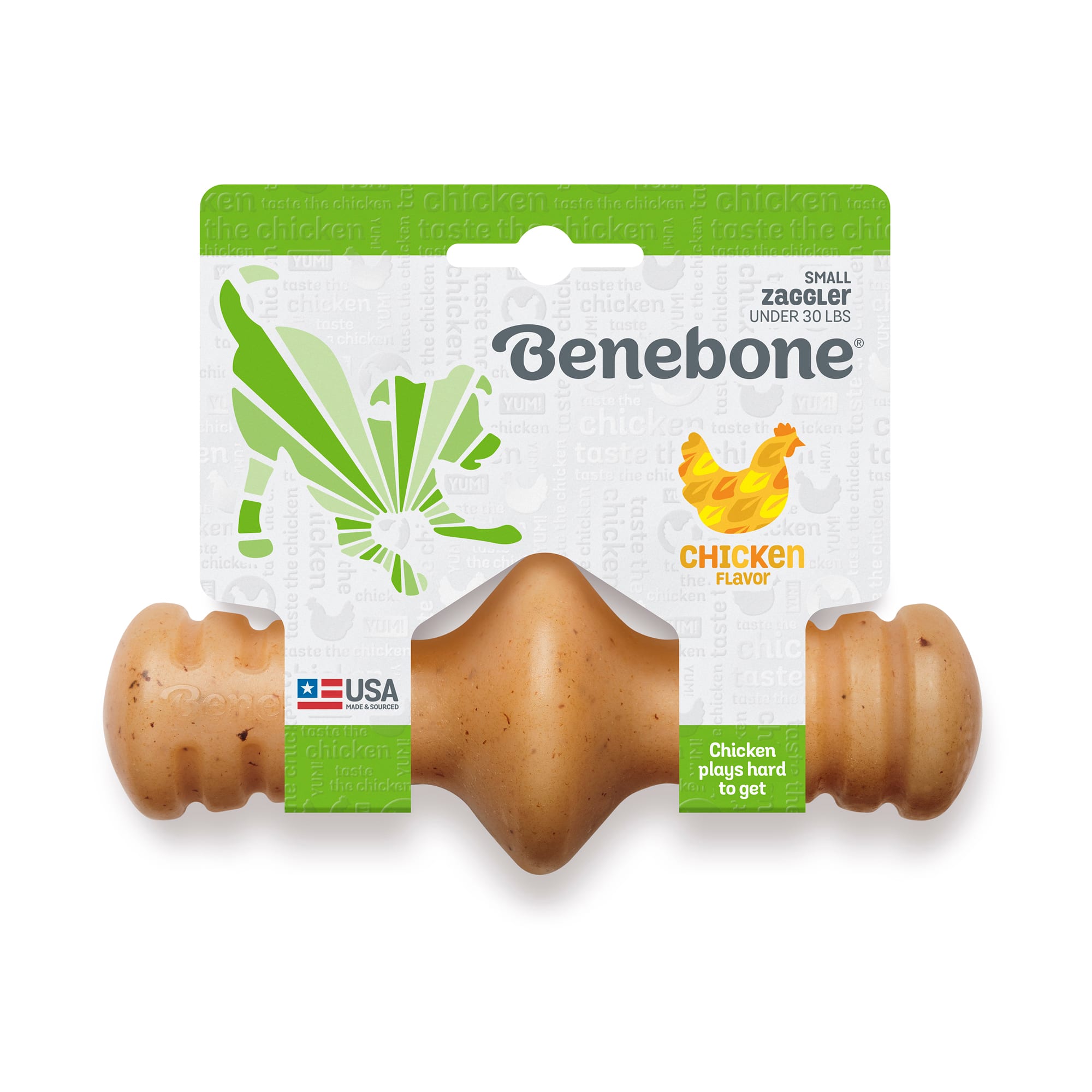 Benebone Zaggler Chicken Dog Chew Toy， Small