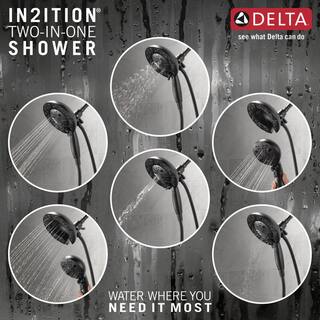 Delta In2ition 5-Spray Patterns 1.75 GPM 6.88 in. Wall Mount Dual Shower Heads in Matte Black 58480-BL-PK