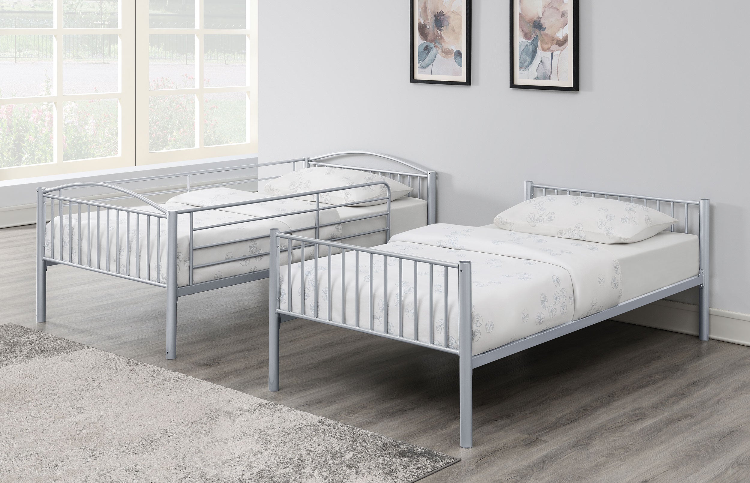 Anson Twin Over Twin Bunk Bed Silver-400730T