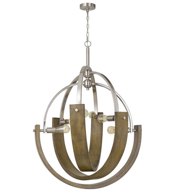 X 34 quot X 46 5 quot Metal wood Rauma Chandelier Brushed Steel Cal Lighting