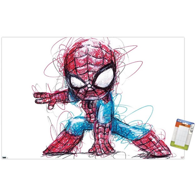 Trends International Marvel Comics Spider man Sketch Unframed Wall Poster Prints