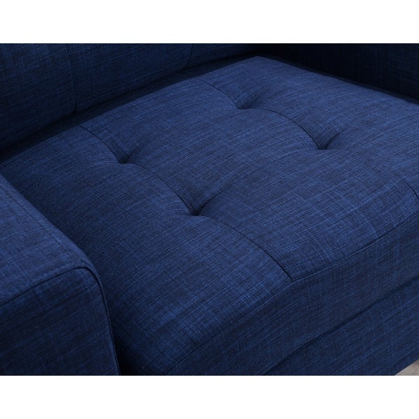 41 Linen Fabric Accent Chair， Modern Armchair Button Tufted Upholstered Accent Sofa Chairs for Living Room， Dark Blue