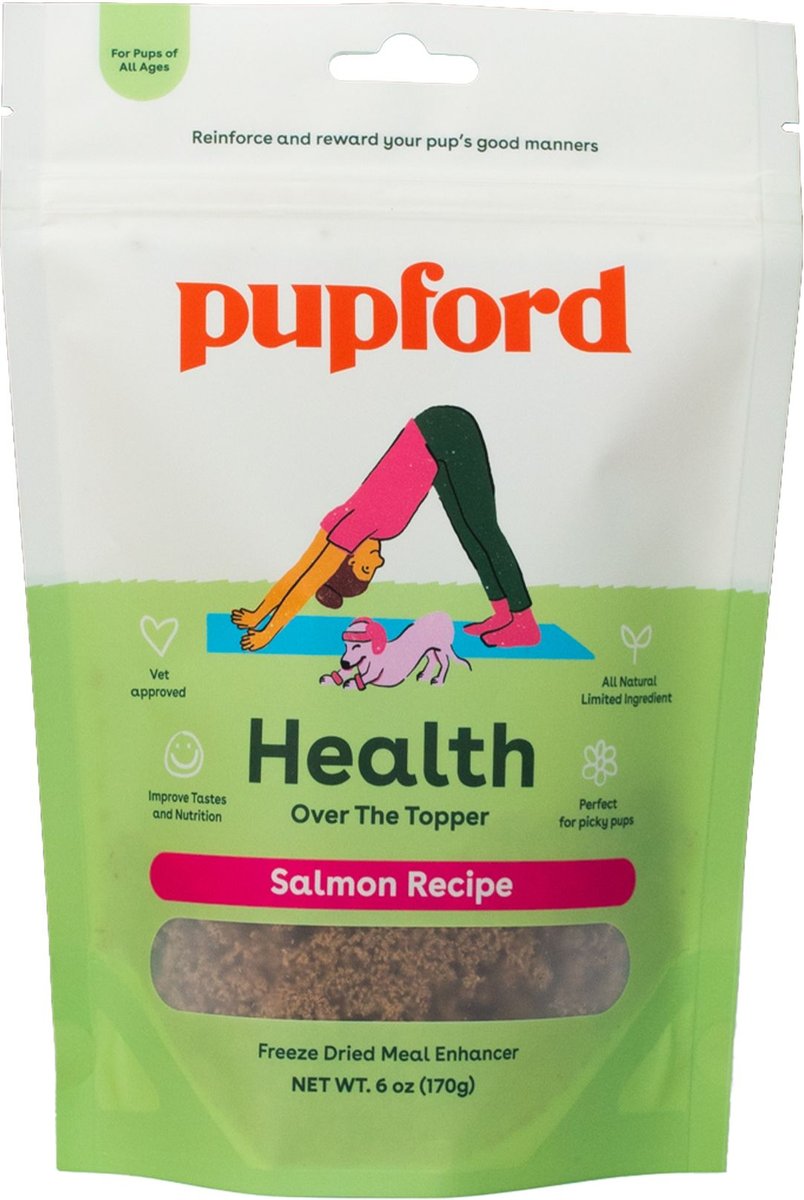 Pupford Over the Topper Salmon Recipe Freeze-Dried Dog Food Topper， 6-oz bag