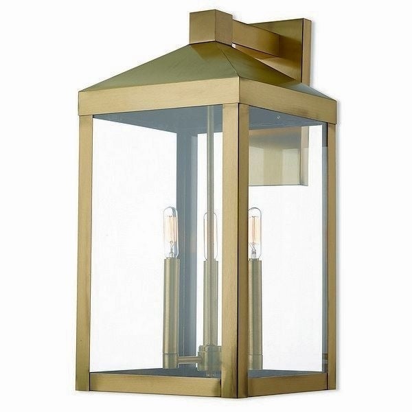 Livex Lighting Outdoor Wall Lantern 3 light Antique Brass Shopping - The Best Deals on Outdoor Wall Lanterns | 22457407