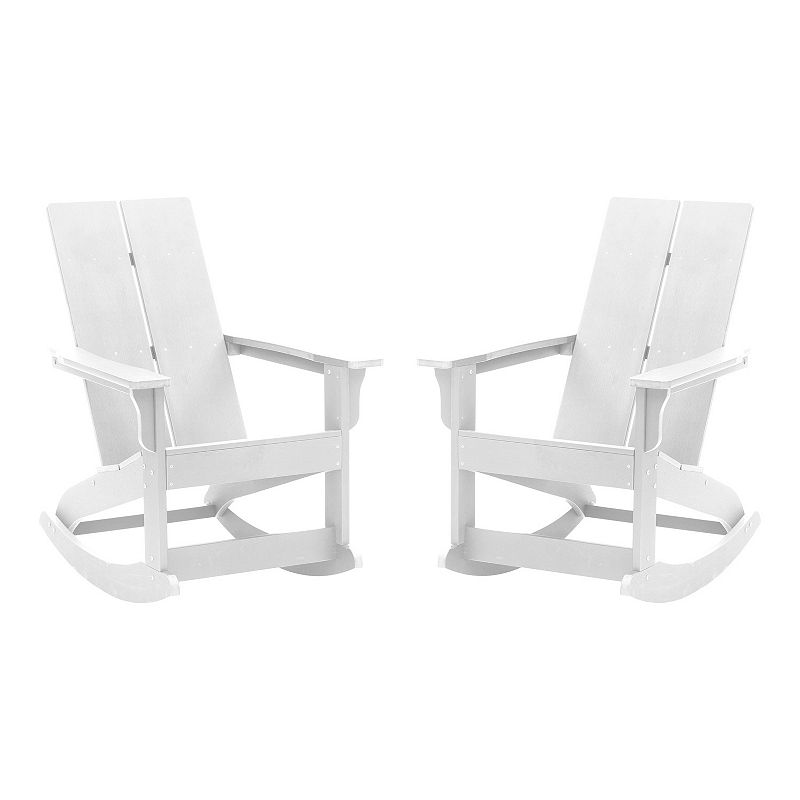 Flash Furniture Finn Modern All-Weather 2-Slat Adirondack Rocking Chair