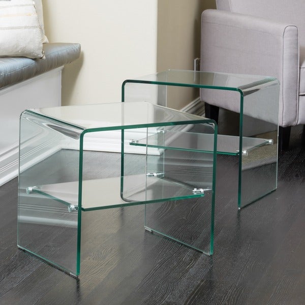 Ramona Clear Glass End Tables (Set of 2) by Christopher Knight Home