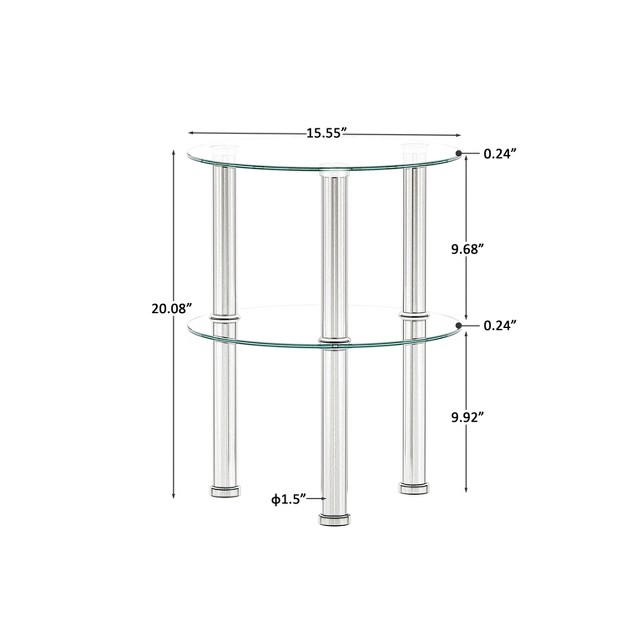 2 layer Tempered Glass Coffee Table Round Coffee Table For Bedroom Living Room Office Transparent Modernluxe